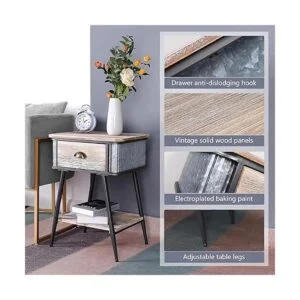 Mesa auxiliar con 1 cajón mesa auxiliar de sofá de madera_5