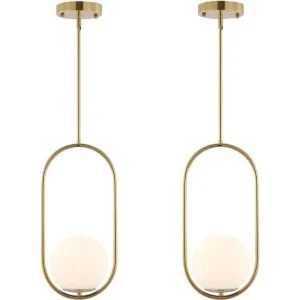 BYOLIIMA Lámpara colgante moderna de globo dorado de_1