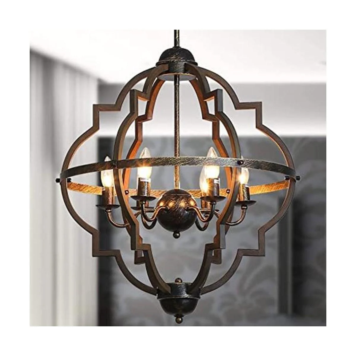Bsyormak Lámpara de araña rústica de 6 luces 22_1