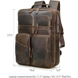 Polare Mochila de cuero de grano completo de 17.3 pulgadas_3