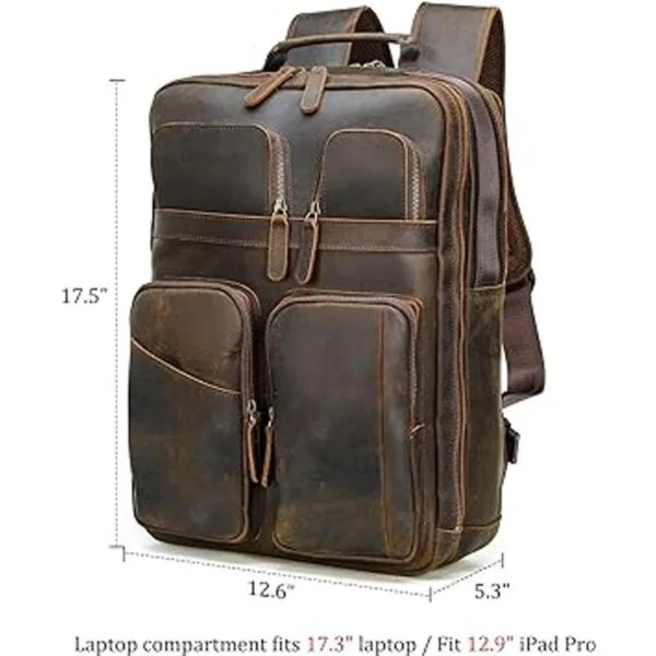 Polare Mochila de cuero de grano completo de 17.3 pulgadas_3