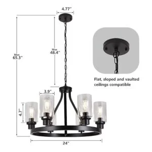 Lanhall Lámpara de araña de granja de 6 luces lámpara de_4