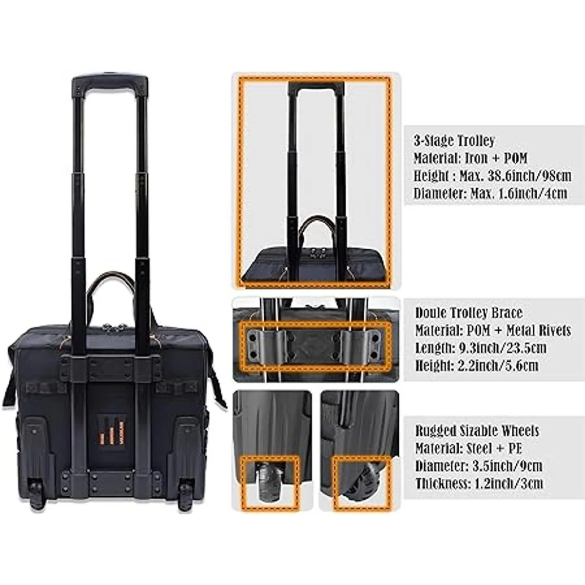 Bolsa de herramientas rodante de 46 bolsillos bolsa de_6