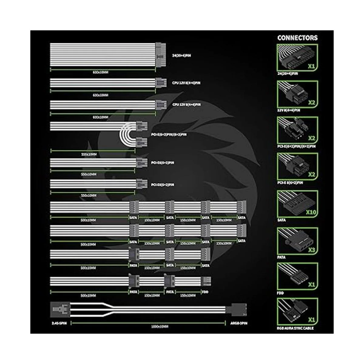 GAMEMAX Fuente de alimentación de 1050 W totalmente_7