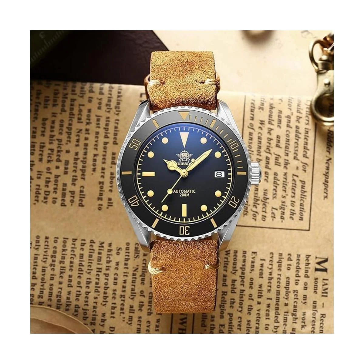 ADDIESDIVE Pilot Dive Watch 2in1 Matte Black Dial Luminous_7