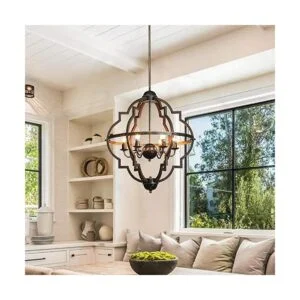 Bsyormak Lámpara de araña rústica de 6 luces 22_2