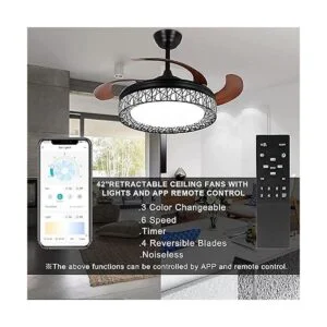 Ohniyou Ventiladores de techo retráctiles de 42 pulgadas_2