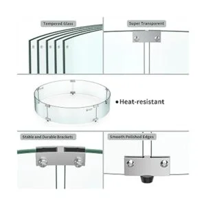 Skyflame Fire Pit Protector de viento redondo de vidrio_3