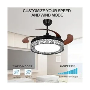 Ohniyou Ventiladores de techo retráctiles de 42 pulgadas_4