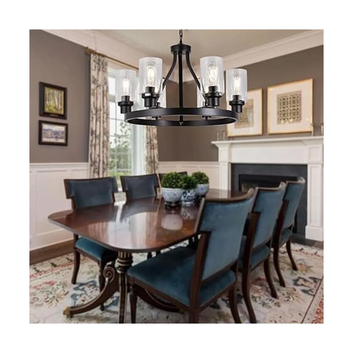 Lanhall Lámpara de araña de granja de 6 luces lámpara de_2