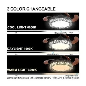 Ohniyou Ventiladores de techo retráctiles de 42 pulgadas_3