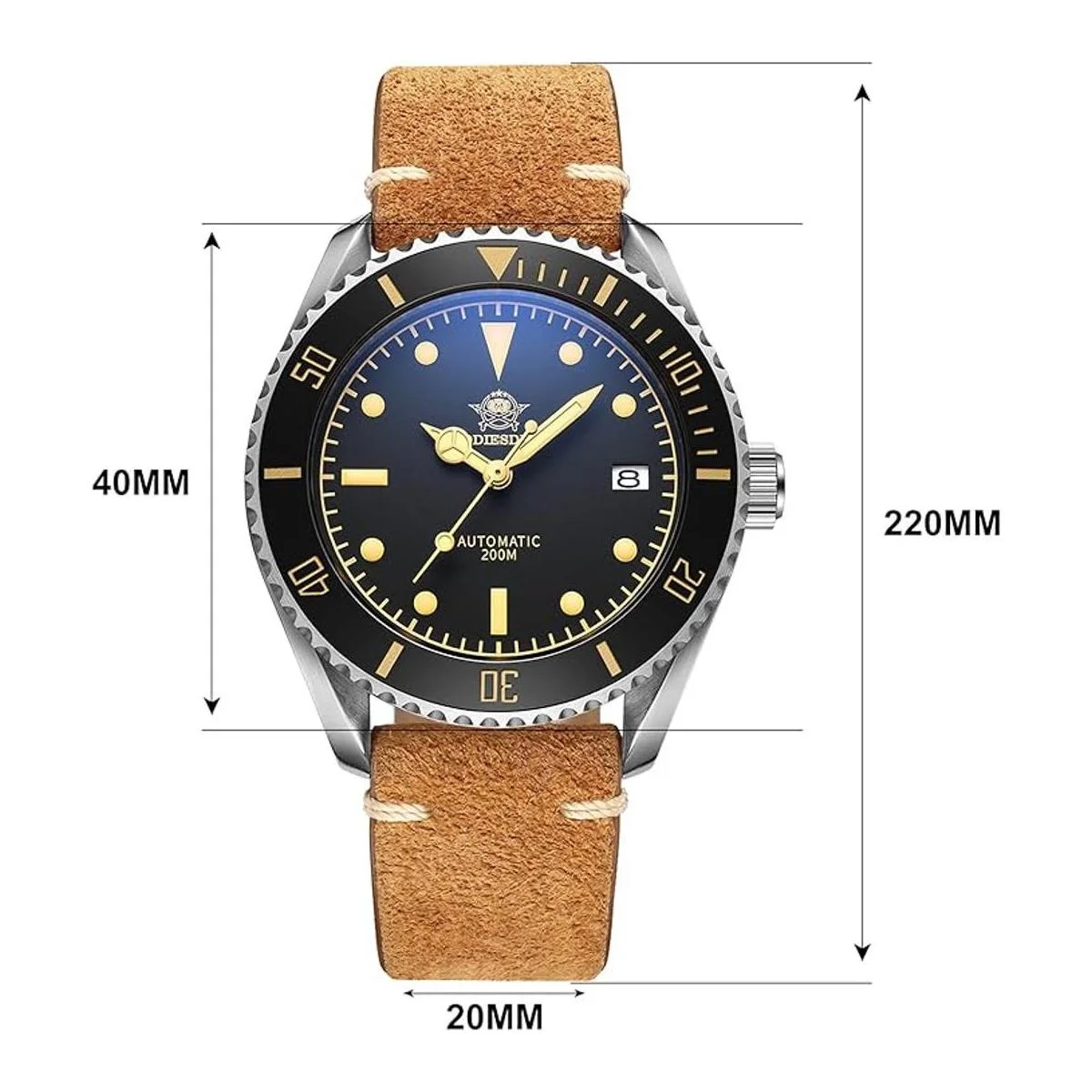 ADDIESDIVE Pilot Dive Watch 2in1 Matte Black Dial Luminous_6