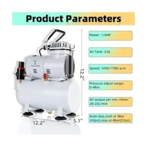 T TOGUSH Compresor de tanque de aire con aerógrafo de_4