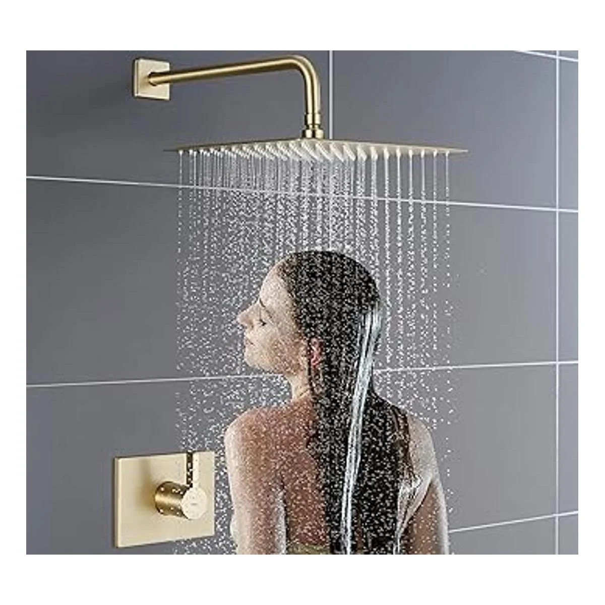 SOOOHOT Juego de accesorios de ducha de color dorado_6