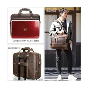 TIDING Maletín de cuero de grano completo de 18 pulgadas_6