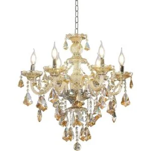 Farmhouse K9 Lámpara de araña de cristal de coñac 6_1