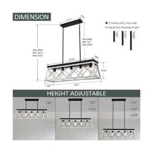 Luupyia Lámpara rectangular de granja rústica 5 luces_2
