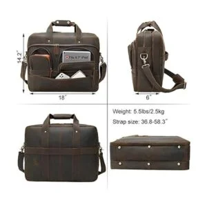 TIDING Maletín de cuero de grano completo de 18 pulgadas_5