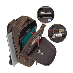 Mochila de cuero auténtico vintage marrón para hombres de_5
