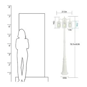 Lámpara de poste de luz para exteriores de 3 cabezas_3