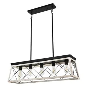 Luupyia Lámpara rectangular de granja rústica 5 luces_1