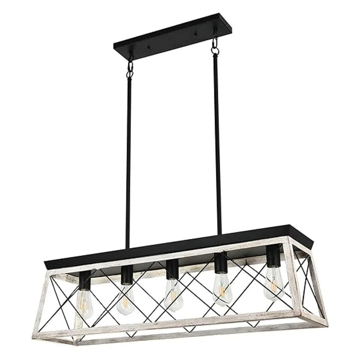 Luupyia Lámpara rectangular de granja rústica 5 luces_1