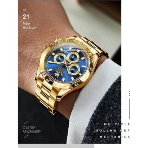 OLEVS Relojes automáticos de oro para hombre calendario_3