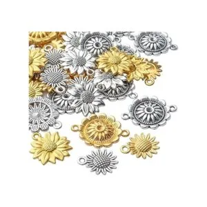 60pcs girasol encanto colgante aleación vintage girasol_4