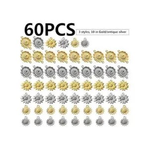 60pcs girasol encanto colgante aleación vintage girasol_2