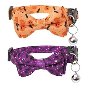 Lamphyface Collar de gato de Halloween con bonito lazo y_1