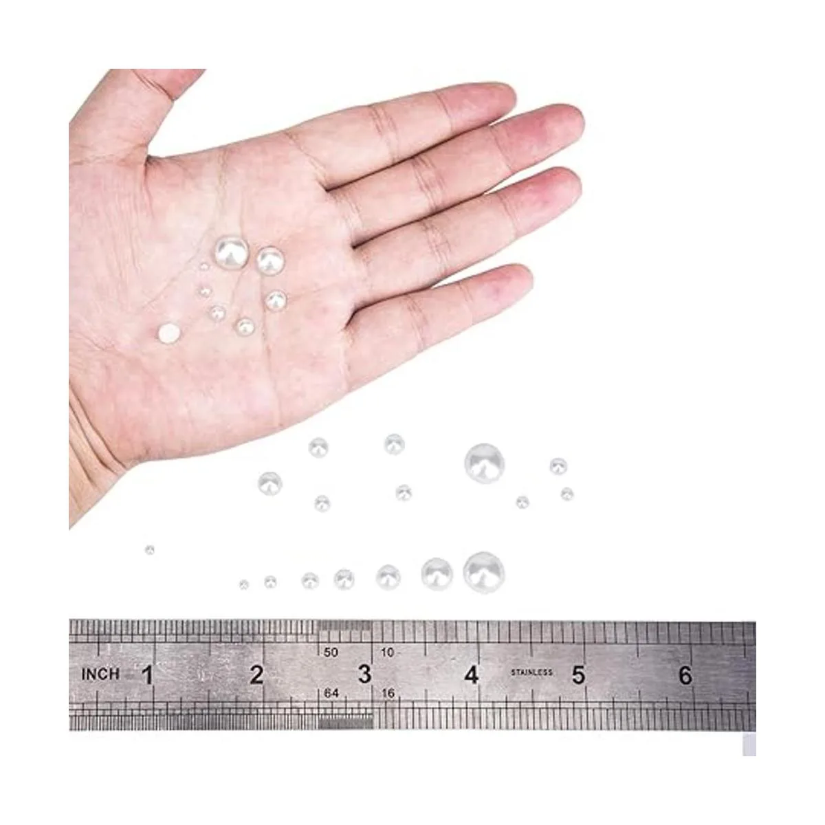 Livder Cuentas de plástico de media perla artificial con_4