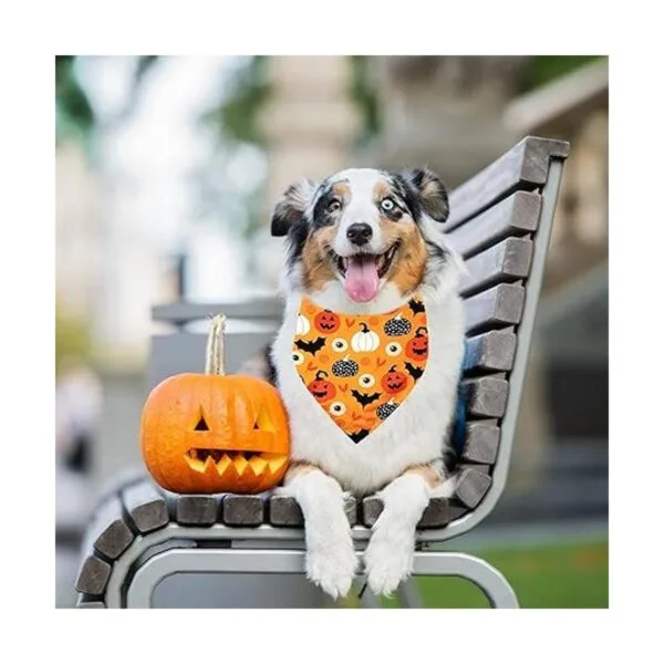 Paquete de 2 bandanas de Halloween para perros pañuelos_7
