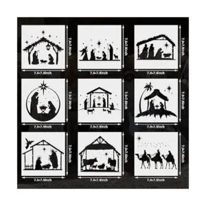 9 plantillas de pintura de belén de Navidad_2