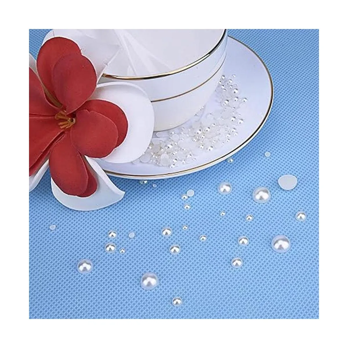 Livder Cuentas de plástico de media perla artificial con_6