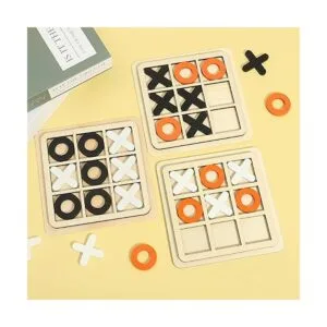 Tablero de madera Tic Tac Toe Juego de mesa XO juguete de_4