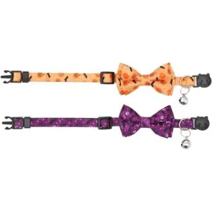 Lamphyface Collar de gato de Halloween con bonito lazo y_4