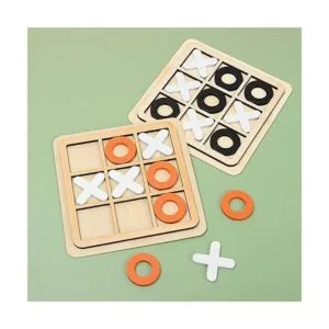 Tablero de madera Tic Tac Toe Juego de mesa XO juguete de_2
