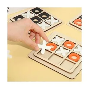 Tablero de madera Tic Tac Toe Juego de mesa XO juguete de_3