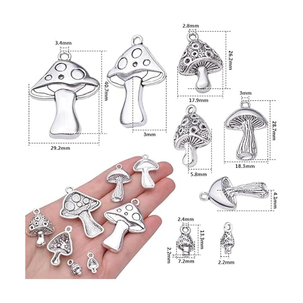 40 colgantes de plata envejecida con forma de hongo_3