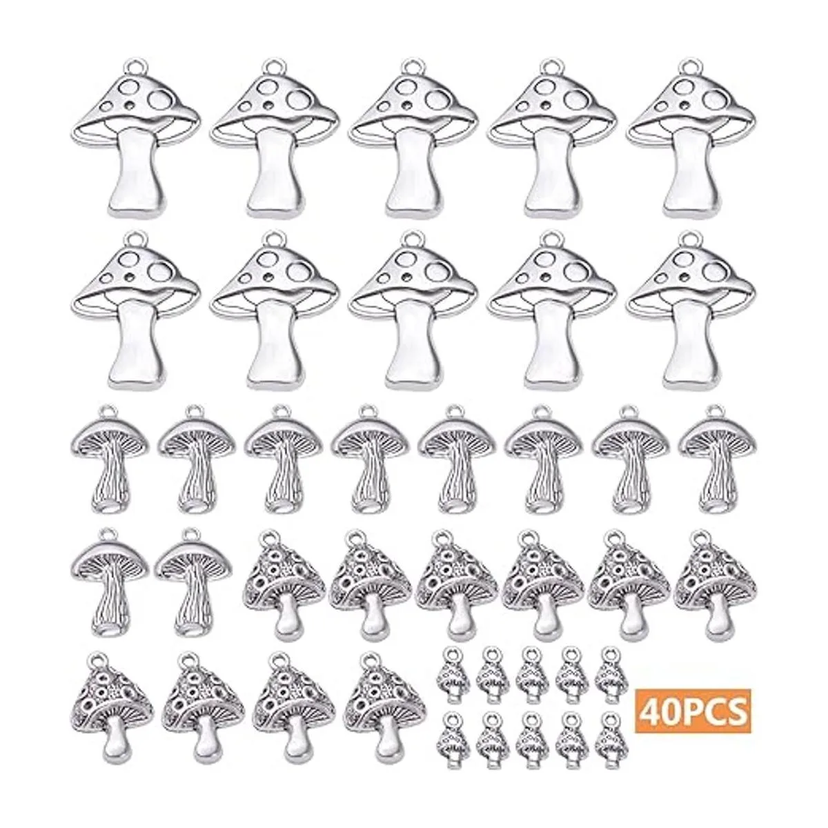 40 colgantes de plata envejecida con forma de hongo_2