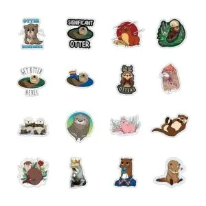 River Otter Calcomanías de animales de dibujos animados_4