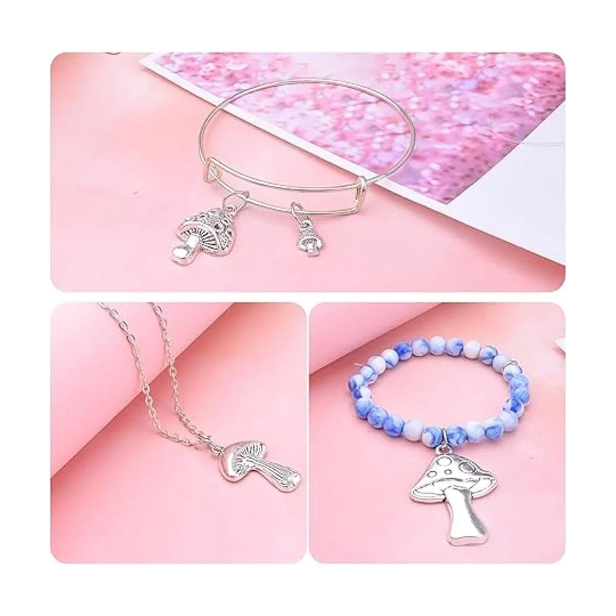 40 colgantes de plata envejecida con forma de hongo_6