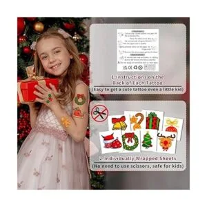 Partywind 408 tatuajes temporales de Navidad envueltos_2