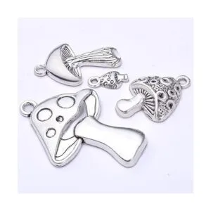 40 colgantes de plata envejecida con forma de hongo_4