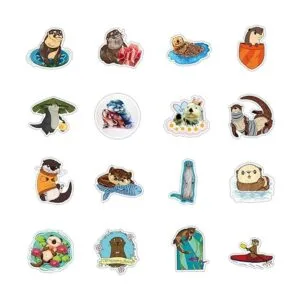 River Otter Calcomanías de animales de dibujos animados_3