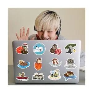 River Otter Calcomanías de animales de dibujos animados_7