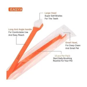 EASYA Cepillo de dientes de doble cabeza para perros_3