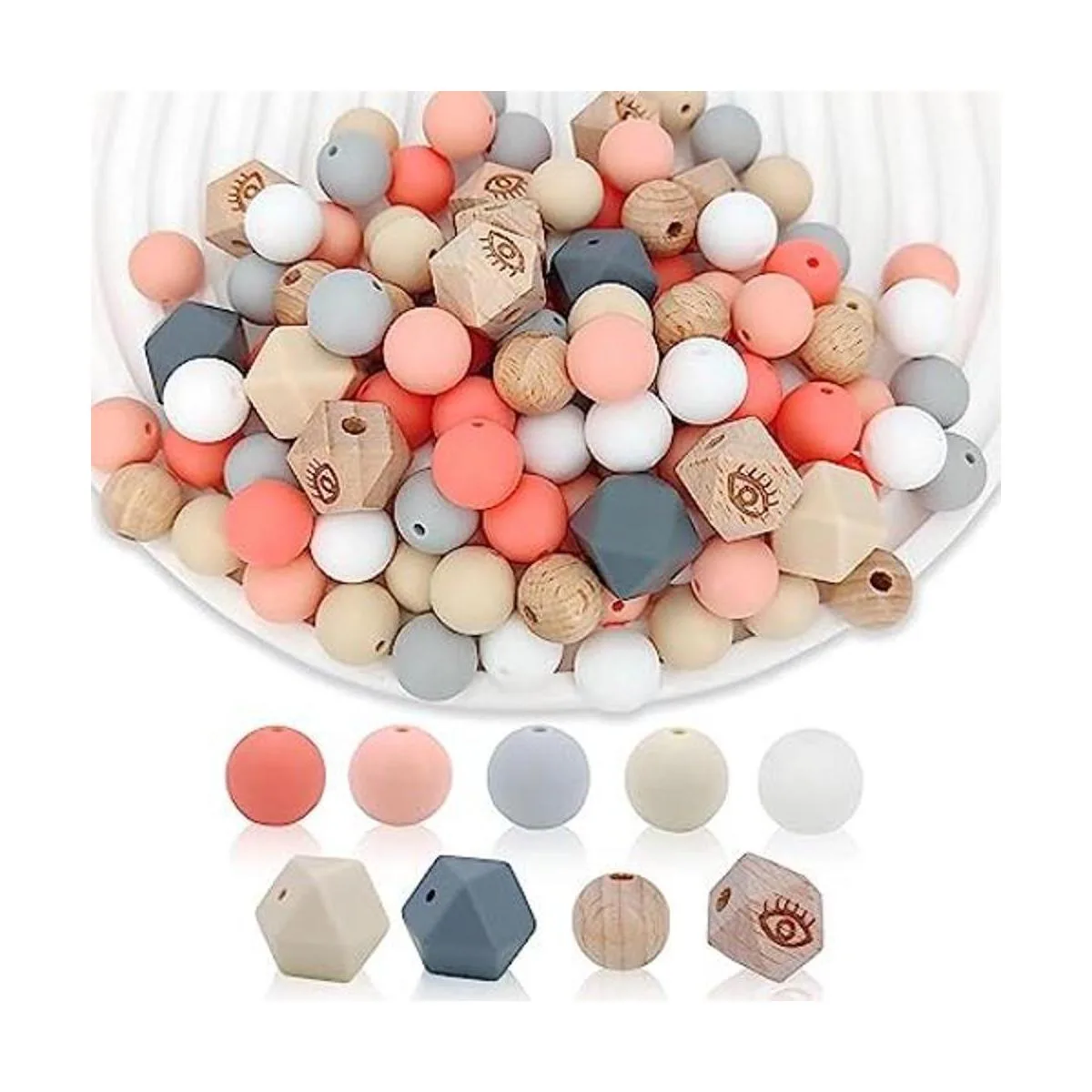 MIIIM Kit de 120 cuentas de silicona de 0.591 in cuentas_1