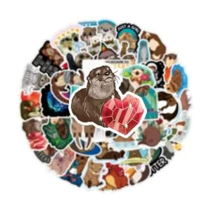 River Otter Calcomanías de animales de dibujos animados_6