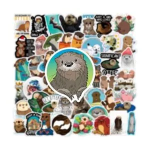 River Otter Calcomanías de animales de dibujos animados_5